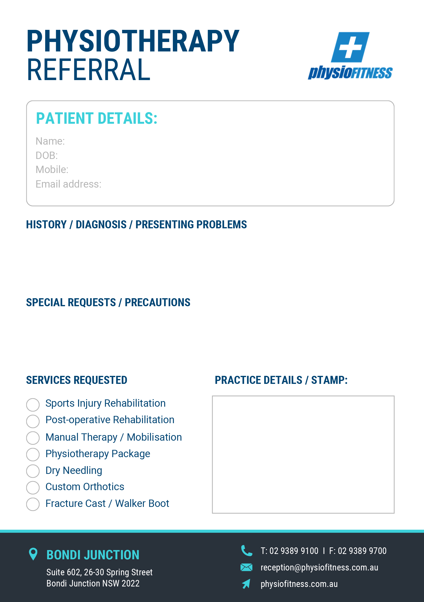 Physiotherapy ReferraL Form